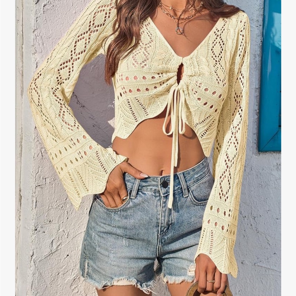 No Boundaries Cream Crochet Crop Top